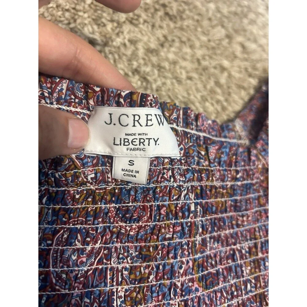 J. Crew Puff-sleeve Smocked Top Liberty® Tropical Prince print Romantic Women S